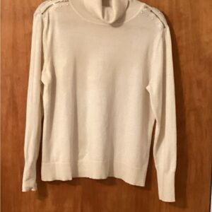 Cream Cowlneck Sweatee with Zippers on the Shoulderders